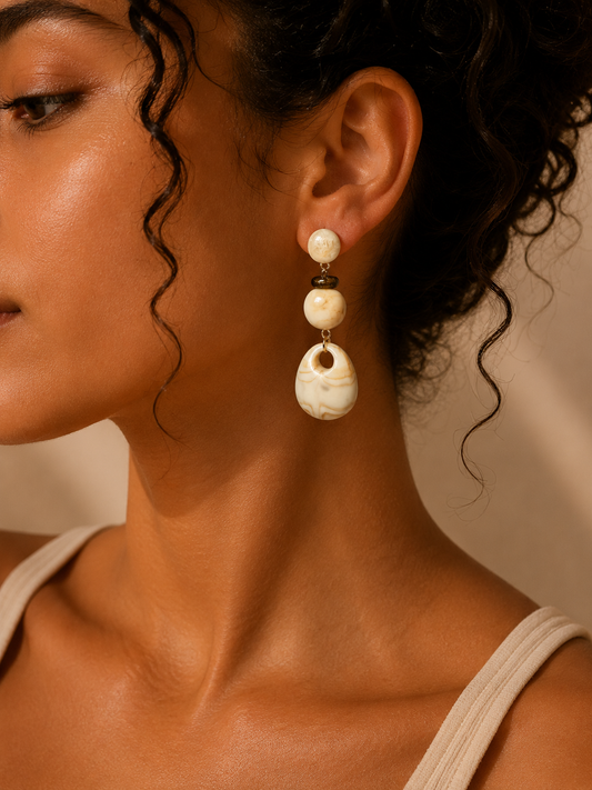 Boucles d'oreilles Crème