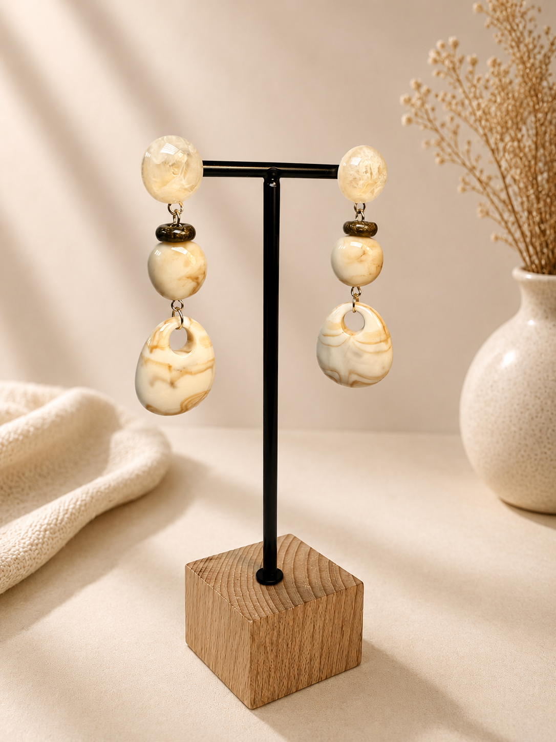 Boucles d'oreilles Crème